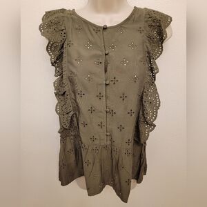 NWT Loft Ladies Sleeveless Eyelet Blouse with Peplum Waist